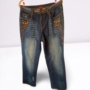 Venezia Lane Bryant Cropped Pants Size 14 beaded stone embellishment